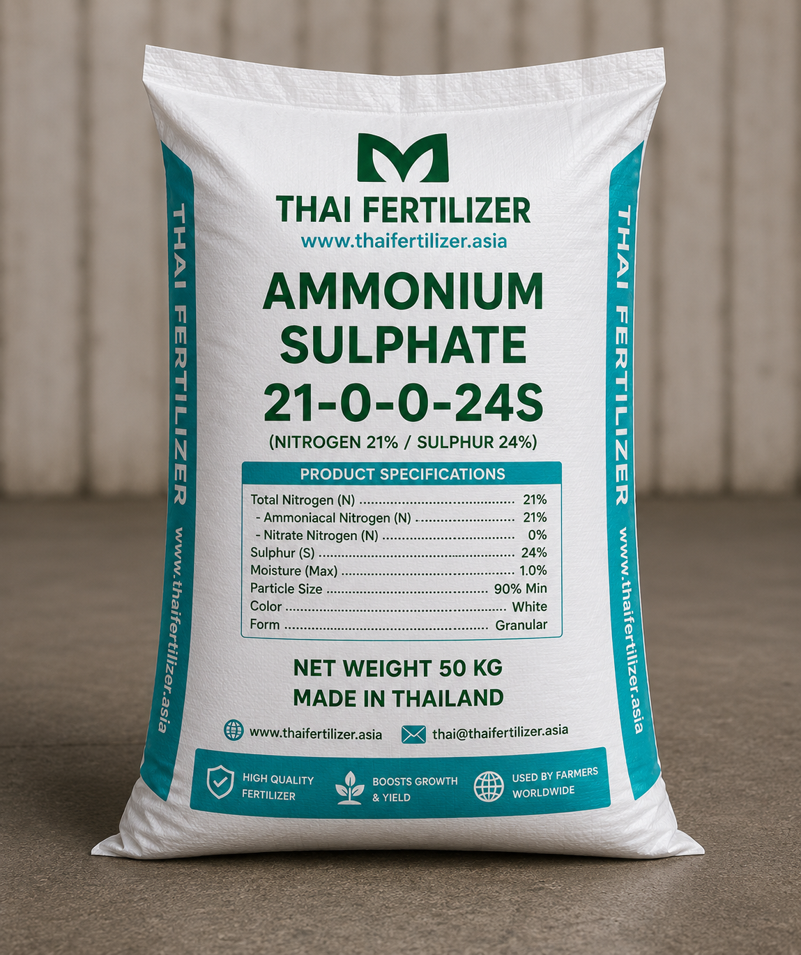Ammonium sulphate 21-0-0+24S fertilizer bag for agricultural use