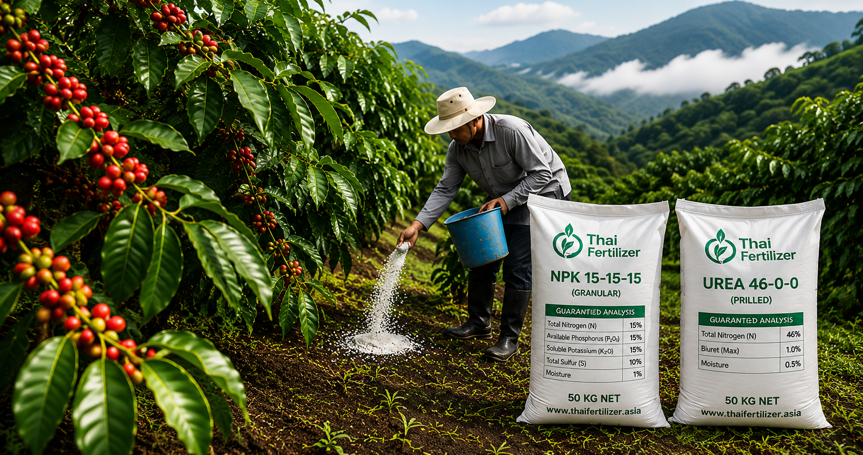 Fertilizer Packaging Process Thai Fertilizer packaging process for coffee production fertilizer