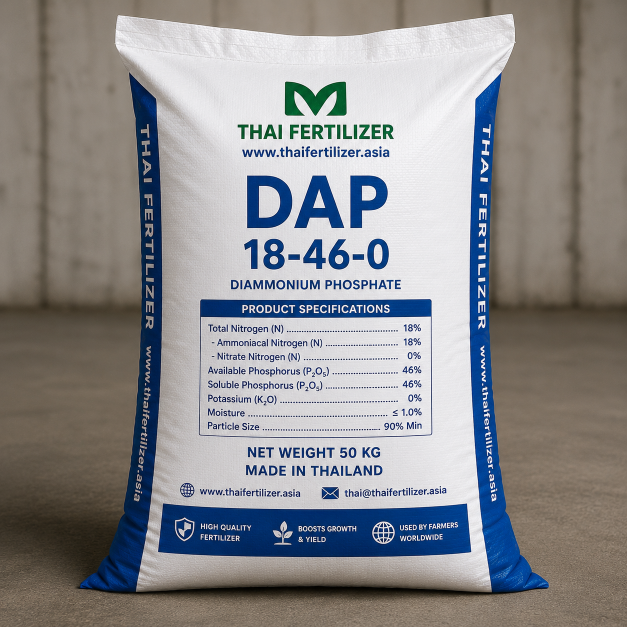 DAP 18-46-0 diammonium phosphate fertilizer bag for root development