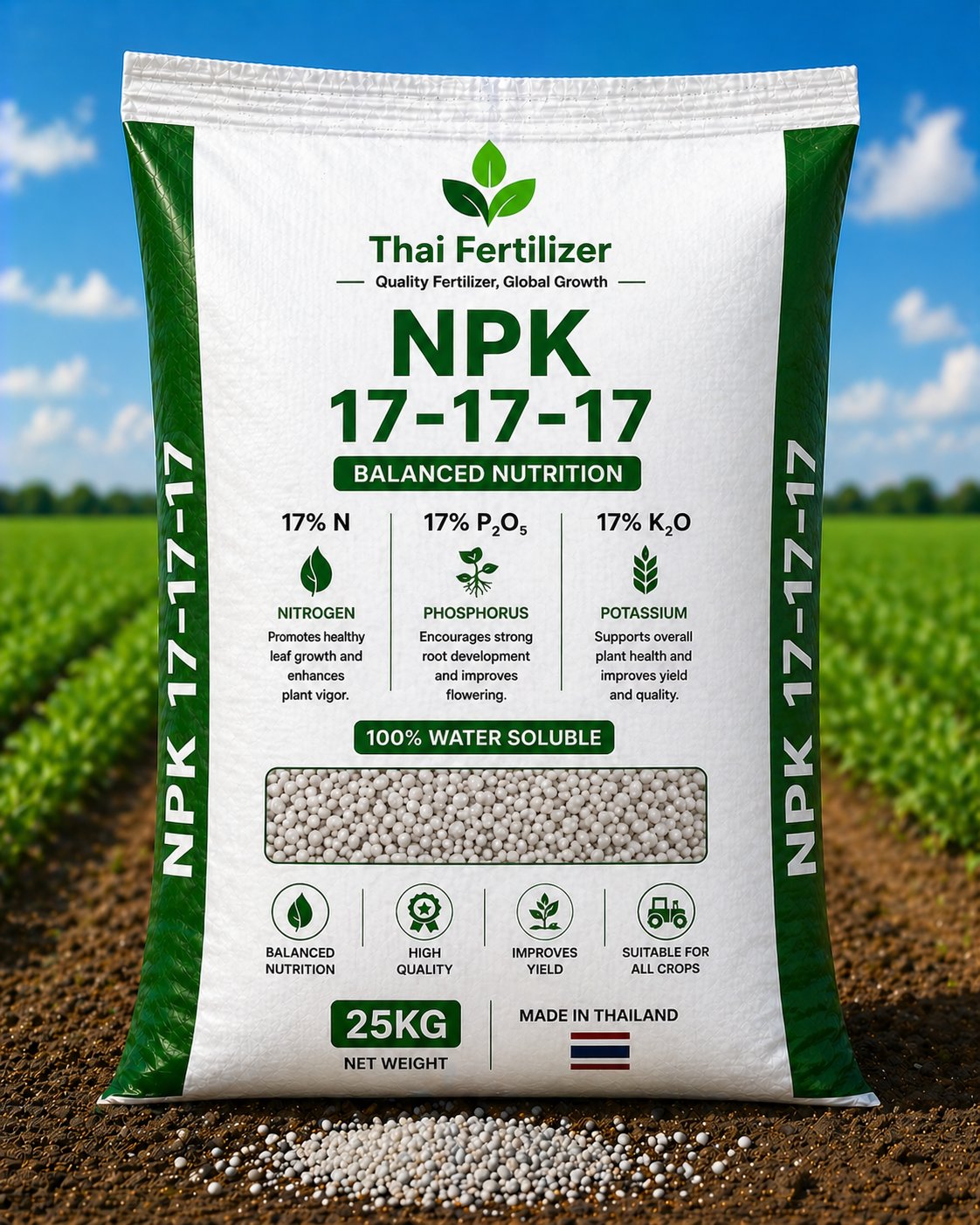 NPK 17-17-17 25kg bag packaging