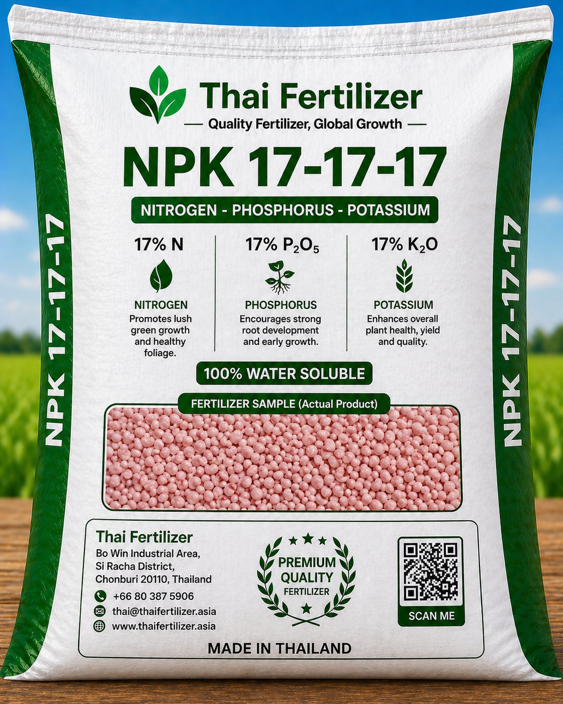 NPK 17-17-17 high analysis fertilizer granules