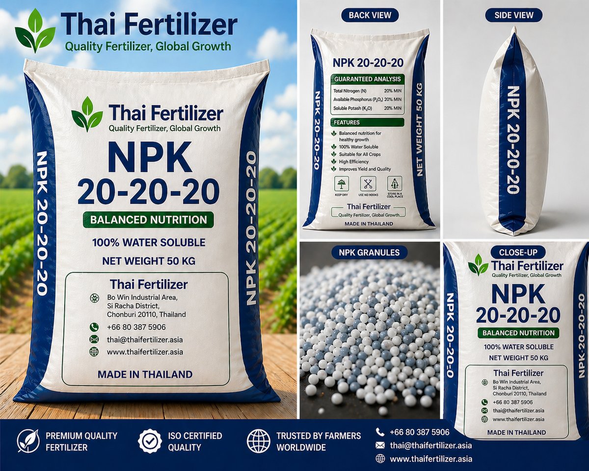 Thai Fertilizer NPK 20-20-20 product bag